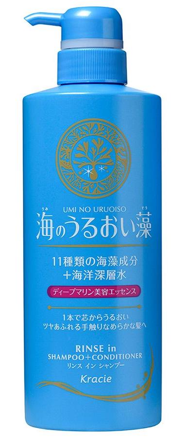 Kracie Umi No Uruoiso Шампунь-ополаскиватель 2 в 1 восстанавливающий с экстрактами морских водорослей 490 мл