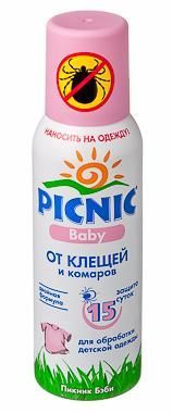 Picnic Baby Аэрозоль от клещей и комаров на одежду 125 мл