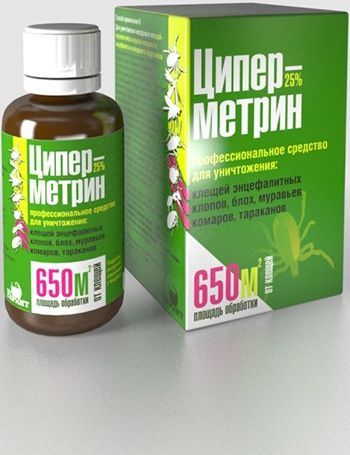 Циперметрин Профессиональное средство концентрат эмульсии 25% для уничтожения тараканов, мух,комаров, блох, клопов, муравьев, ос 50 мл