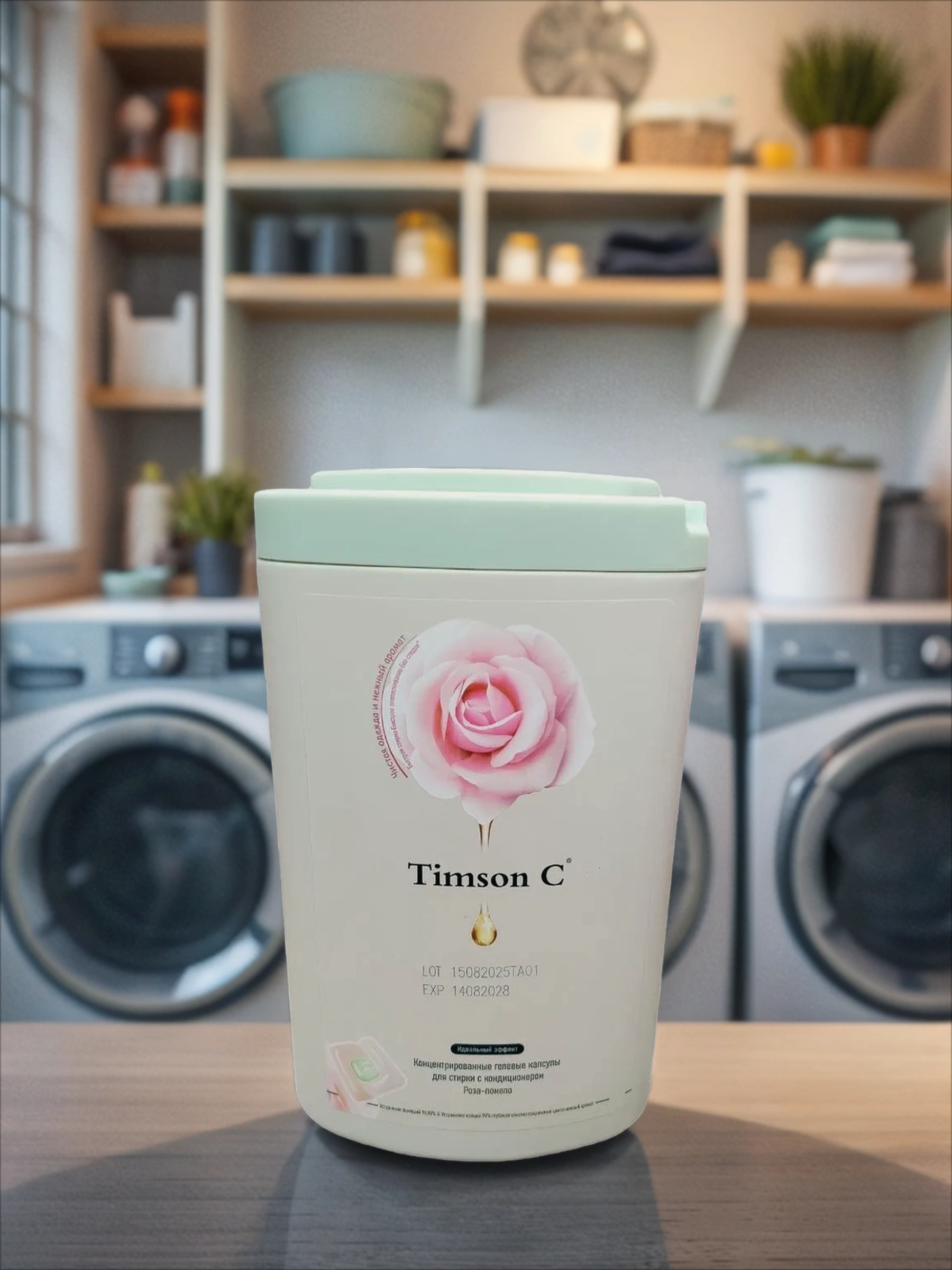 Timson C Концентрированные гелевые капсулы для стирки с кондиционером Роза и Помело 35 шт 525 гр