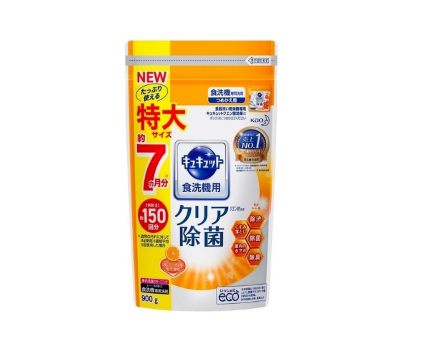 Kao Cucute Citric Acid Effect Orange oil Порошок для посудомоечных машин с дезодорирующим эффектом и ароматом апельсина 800 гр сменный блок