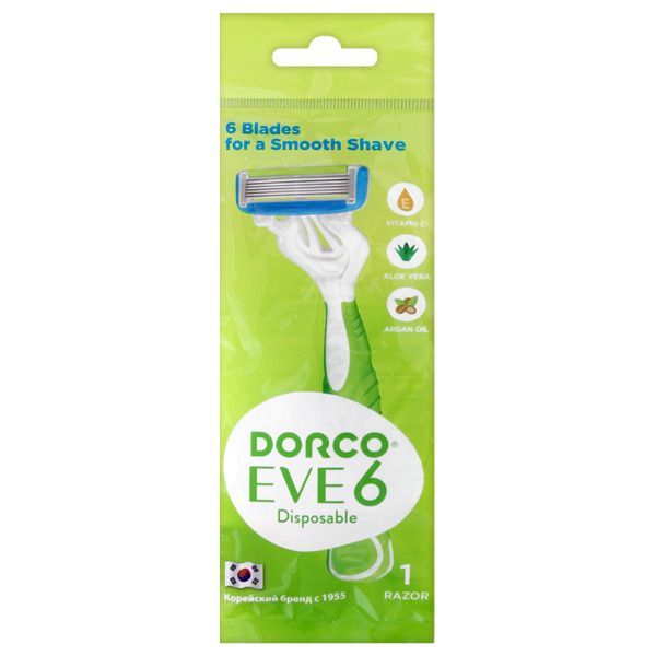 Dorco Eve 6 Disposable Одноразовый женский бритвенный станок 6 лезвий с плавающей головкой