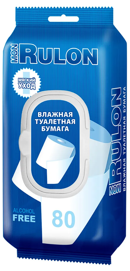 Mon Rulon Влажная туалетная бумага с клапаном 80 шт
