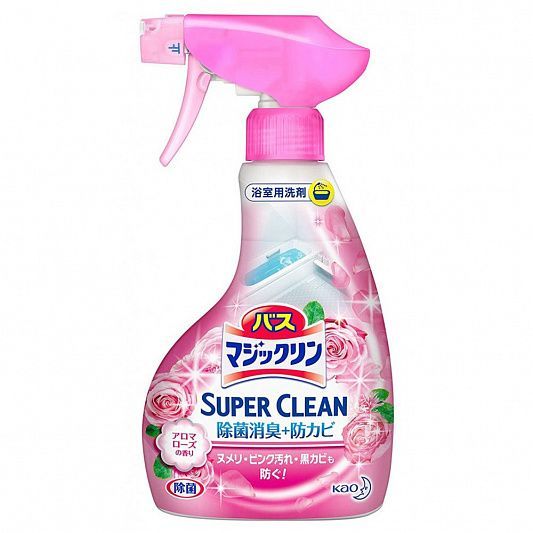 Kao Magiclean Super Clean Спрей-пенка для ванной комнаты с антибактериальным эффектом и ароматом роз 350 мл