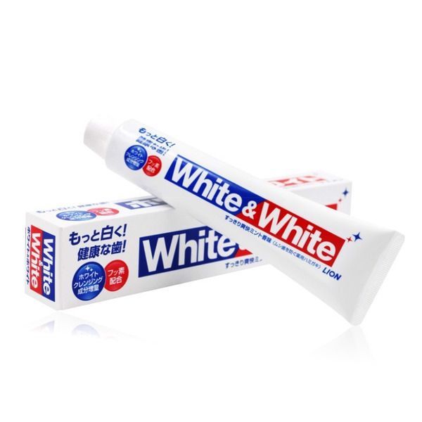 Lion White&White Зубная паста отбеливающая c кальцием и фтором со вкусом мяты 150 гр в коробке